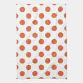 焦げたオレンジ色の水玉模様 キッチンタオル (縦)