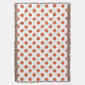 焦げたオレンジ色の水玉模様 スローブランケット (正面縦)