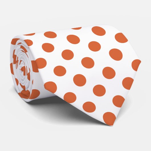 焦げたオレンジ色の水玉模様 ネクタイ (ロール)