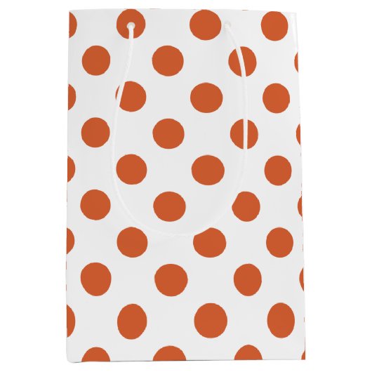 焦げたオレンジ色の水玉模様 ミディアムペーパーバッグ (正面)