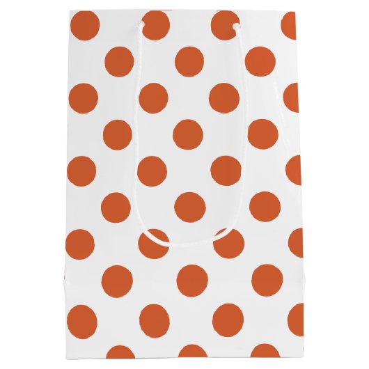 焦げたオレンジ色の水玉模様 ミディアムペーパーバッグ (裏面)