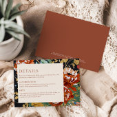 焦げたオレンジ色の牡丹絵を描フローラ結婚ズ エンクロージャーカード