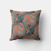 焦げたオレンジ色の石板シーフオムダイアゴナルトカールのモチーフ クッション (裏面)