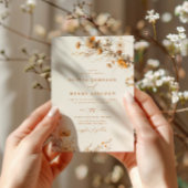 焦げたオレンジ色の秋のフローラ 招待状