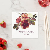 焦げたオレンジ色の秋フローラ水結婚色の スタンダードカクテルナプキン (インサイチュ)