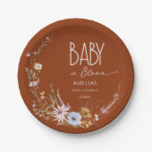 焦げたオレンジ色の花のベビー開花紙プレート ペーパープレート (正面)