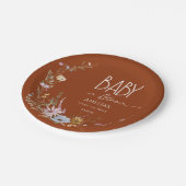 焦げたオレンジ色の花のベビー開花紙プレート ペーパープレート (アングル)