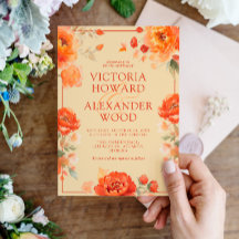 焦げたオレンジ色の花の秋の結婚式