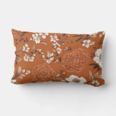 焦げたオレンジ色の花柄 ランバークッション (裏面)