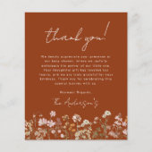 焦げたオレンジ色の野生の花の赤ちゃんシャワーサンキューカード (正面)
