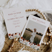 焦げたオレンジ色の野生の花の赤ちゃんシャワー招待状 招待状