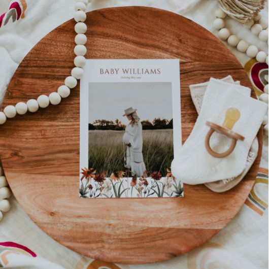 焦げたオレンジ色の野生の花の赤ちゃんシャワー招待状 招待状