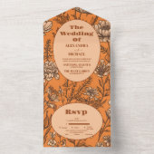 焦げたオレンジ色の野結婚花 オールインワン招待状 (内側)