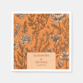 焦げたオレンジ色の野結婚花 スタンダードカクテルナプキン (正面)