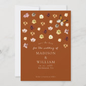 焦げたオレンジ色の野花ボホ日付カードを保存 セーブザデート (正面)