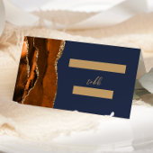 焦げたオレンジ色の金ゴールドアガテダークグリーン結婚ズ プレイスカード