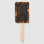 焦げたオレンジ色の金ゴールドアガテダーク結婚式 プログラム ハンドファン (裏面)