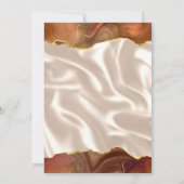 焦げたオレンジ色の金ゴールドアゲートアイボリーシルク結婚ス 招待状 (裏面)