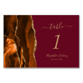 焦げたオレンジ色の金ゴールドアゲートブルゴーニュ結婚ーズ テーブルナンバー (裏面)