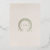 焦げたオレンジ色の金ゴールドアールヌーボーメニューカードミュシャ 箔招待状 (裏面)