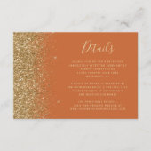 焦げたオレンジ色の金ゴールドグリッター結婚エッジの詳細 エンクロージャーカード (正面)