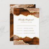 焦げたオレンジ色の金ゴールドテラコッタアゲートマーブル結婚ズ 出欠カード (正面/裏面)
