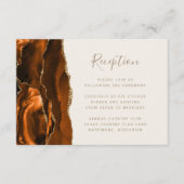 焦げたオレンジ色の金ゴールド瑪瑙アイボリーウェディングレセプション エンクロージャーカード (正面)