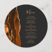 焦げたオレンジ色の金ゴールド瑪瑙ラウンドプレート結婚のメニュー メニュー (正面)