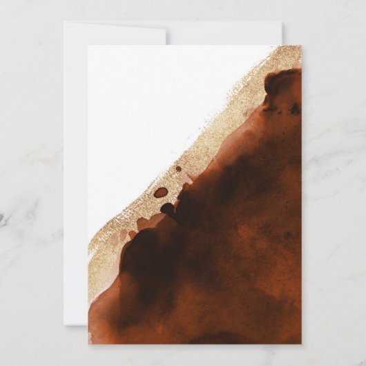 焦げたオレンジ色の銅と金ゴールド水の結婚色 招待状 (裏面)