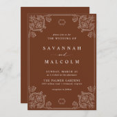 焦げたオレンジ色の錆 |エレガントヴィンテージ秋の結婚式 招待状 (正面/裏面)