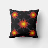 焦げたオレンジ色の黒い黄色い星花 クッション (裏面)
