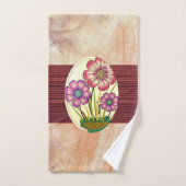 焦げたオレンジ色ベージュフローラバスルームのタオルセット バスタオルセット (ハンドタオル)