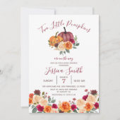 焦げたオレンジ2小さなかぼちゃ赤ちゃんシャワー 招待状 (正面)