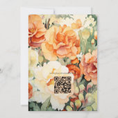 焦げたオレンジ、クリームとモスグリーン結婚フローラ 招待状 (裏面)