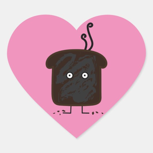 焦げたトーストの煙はパンを粉々にする ハートシール (正面)