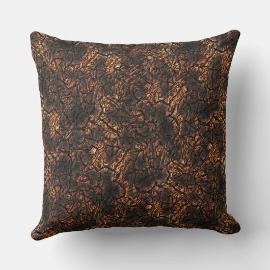 焦げた斑点と亀裂のある茶色のしわのあるテクスチャ クッション (裏面)