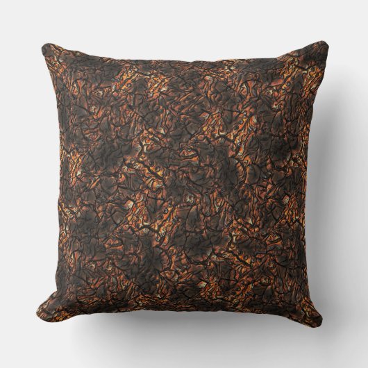 焦げた斑点と亀裂のある茶色のしわのあるテクスチャ クッション (正面)