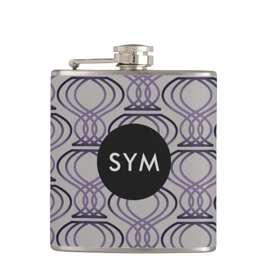 焦げた紫と銀の金柄 フラスク (正面)