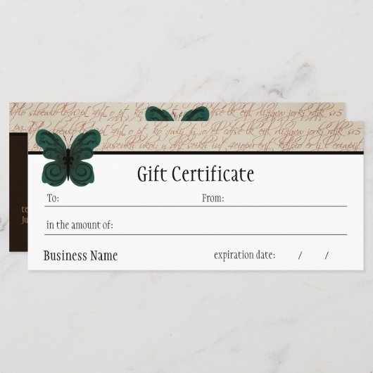 焦げた蝶のギフト券 (正面/裏面)