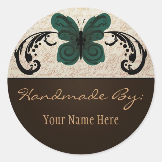 焦げた蝶のシール ラウンドシール (正面)