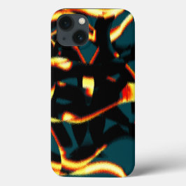 焦げた黄色い赤い色の縞模様、欠陥のあるスプレー iPhone 13ケース