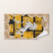 焦げた黄色の黒いバスルームのタオル白い馬を設定 バスタオルセット (ハンドタオル)