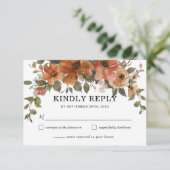 焦げオレンジさび銅フローラアーチ秋の結婚式 出欠カード (スタンド正面)
