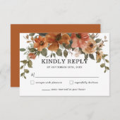 焦げオレンジさび銅フローラアーチ秋の結婚式 出欠カード (正面/裏面)