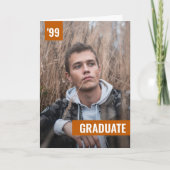 焦げオレンジはっきりしたと写真モダンの卒業 招待状 (正面)