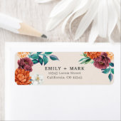 焦げオレンジアイボリー秋の結婚式差出人住所 ラベル (インサイチュ)