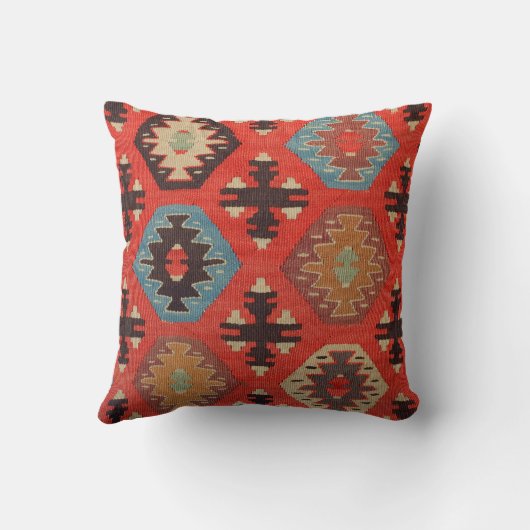 焦げオレンジアンティークトルコキリムラグ クッション (裏面)