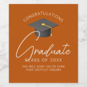 焦げオレンジカスタム卒業2025卒業パーティー ワインラベル (シングルラベル)