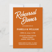 焦げオレンジシンプルスタイル結婚のリハーサルディナー 招待状 (正面)