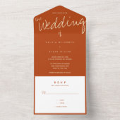 焦げオレンジタイポグラフィミニマル結婚リスト オールインワン招待状 (内側)